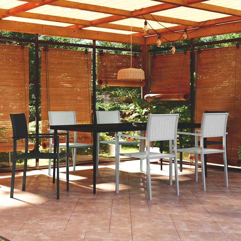 vidaXL 7 Piece Garden Dining Set Black and White 1