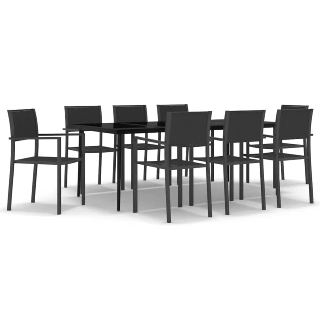 vidaXL 9 Piece Garden Dining Set Black 2