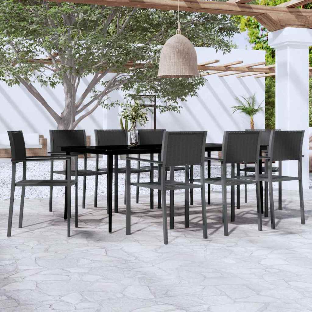 vidaXL 9 Piece Garden Dining Set Black 1