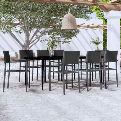 vidaXL 9 Piece Garden Dining Set Black 1