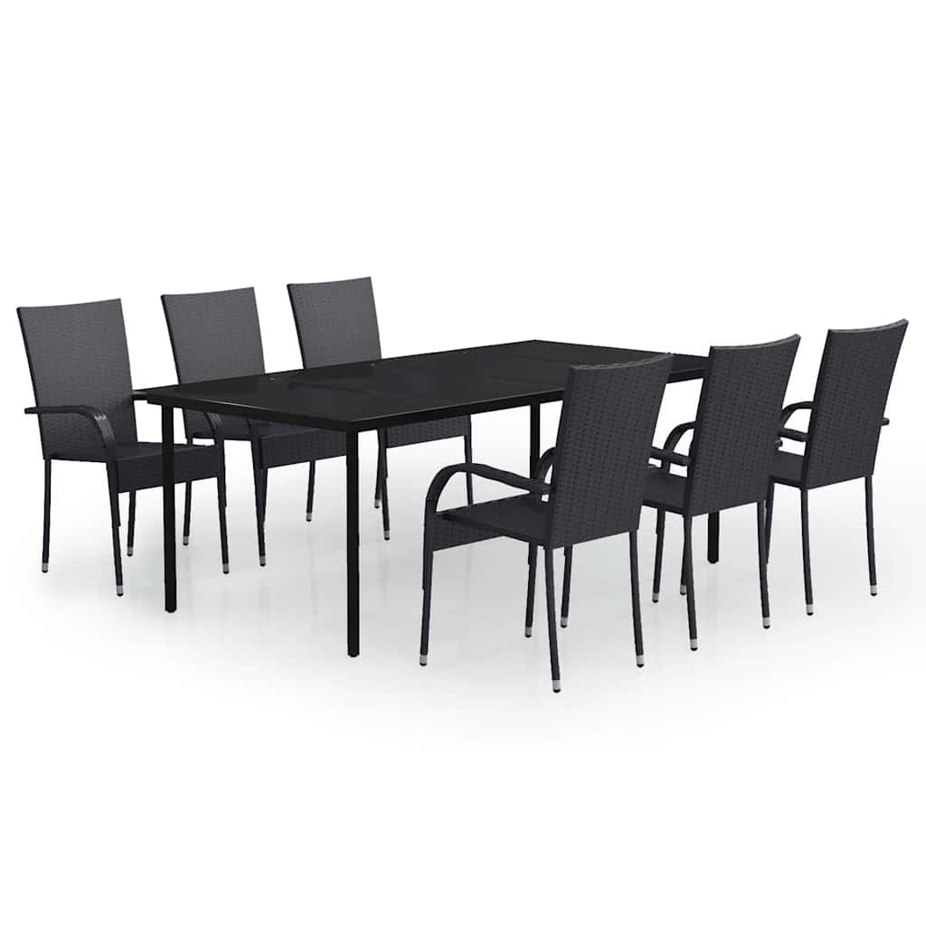 vidaXL 7 Piece Garden Dining Set Black 2