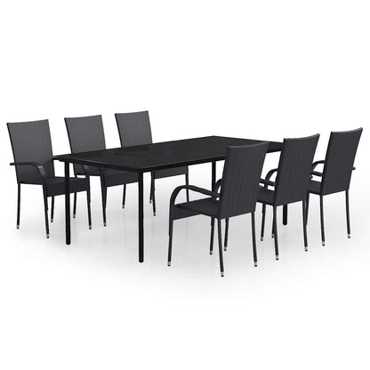 vidaXL 7 Piece Garden Dining Set Black 2