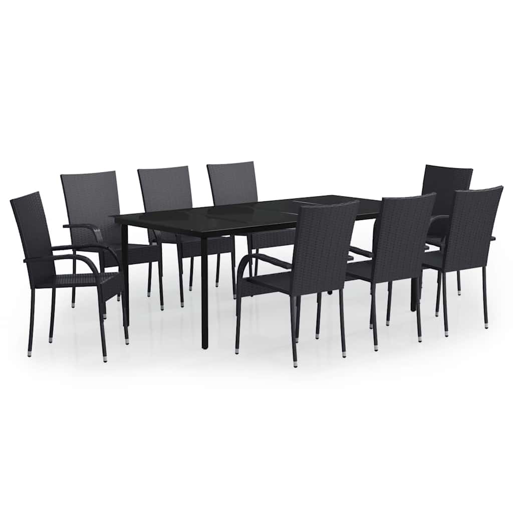 vidaXL 9 Piece Garden Dining Set Black 2
