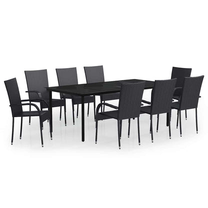 vidaXL 9 Piece Garden Dining Set Black 2