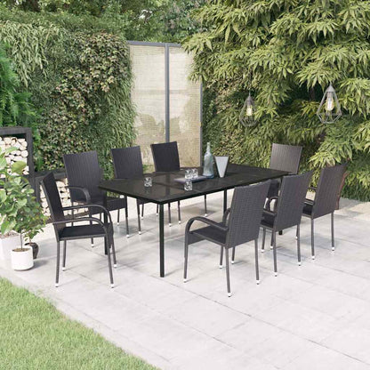 vidaXL 9 Piece Garden Dining Set Black 1