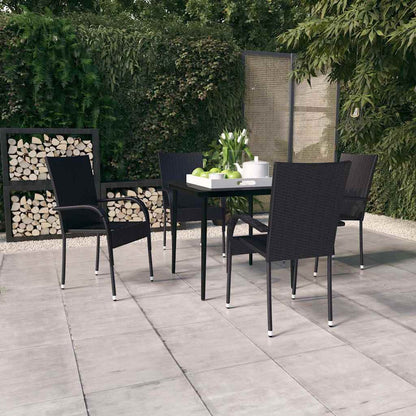 5 Piece Garden Dining Black 80 cm table length 4