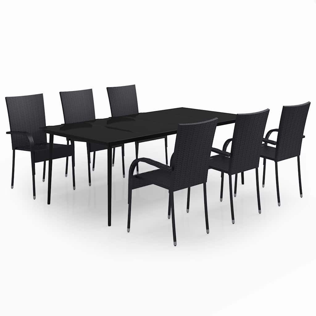 vidaXL 7 Piece Garden Dining Set Black 2