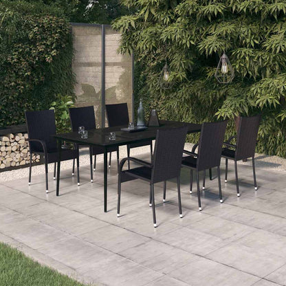 vidaXL 7 Piece Garden Dining Set Black 1