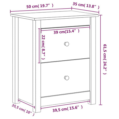 vidaXL Bedside Cabinets 2 pcs 50x35x61.5 cm Solid Wood Pine