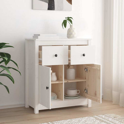 Sideboard 70x35x80 cm Solid Wood Pine White 2 Door Sideboard
