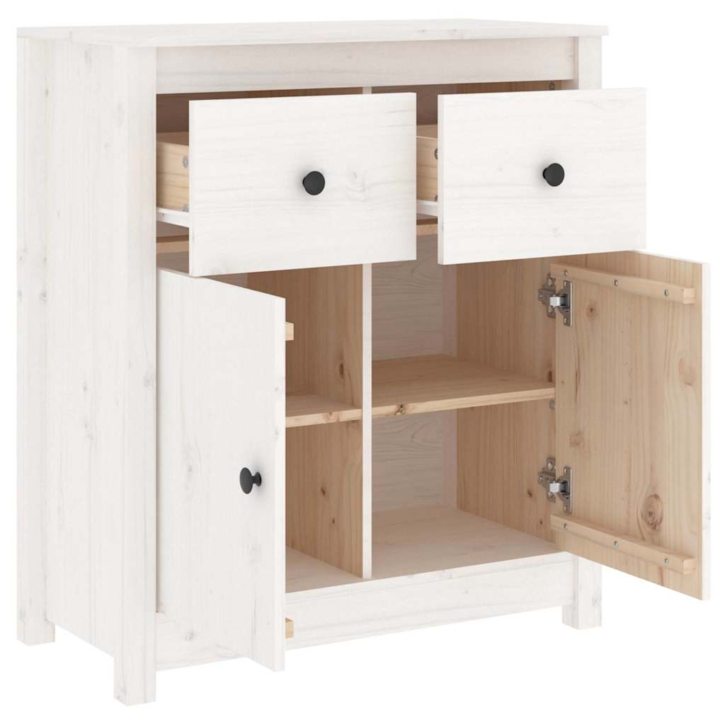 Sideboard 70x35x80 cm Solid Wood Pine White 2 Door Sideboard