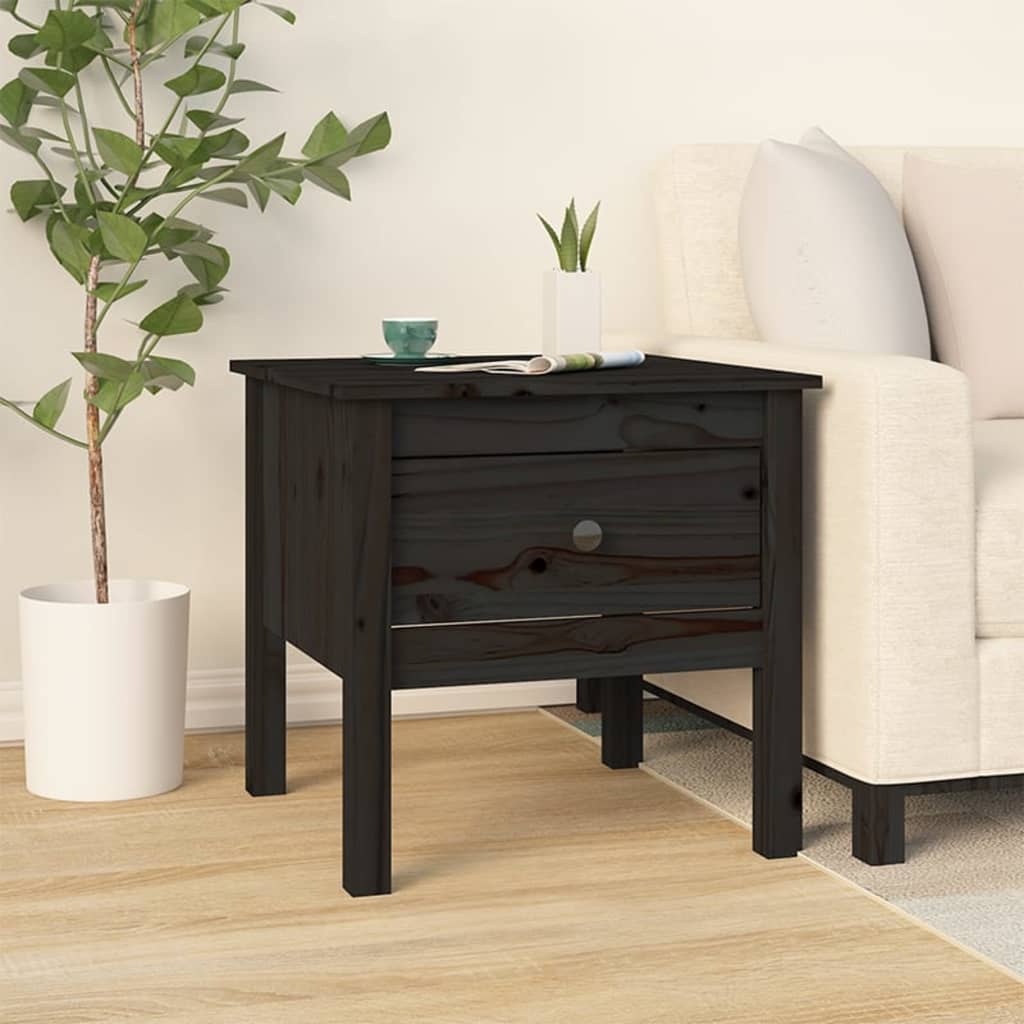 vidaXL Side Tables 2 pcs Black 50x50x49 cm Solid Wood Pine