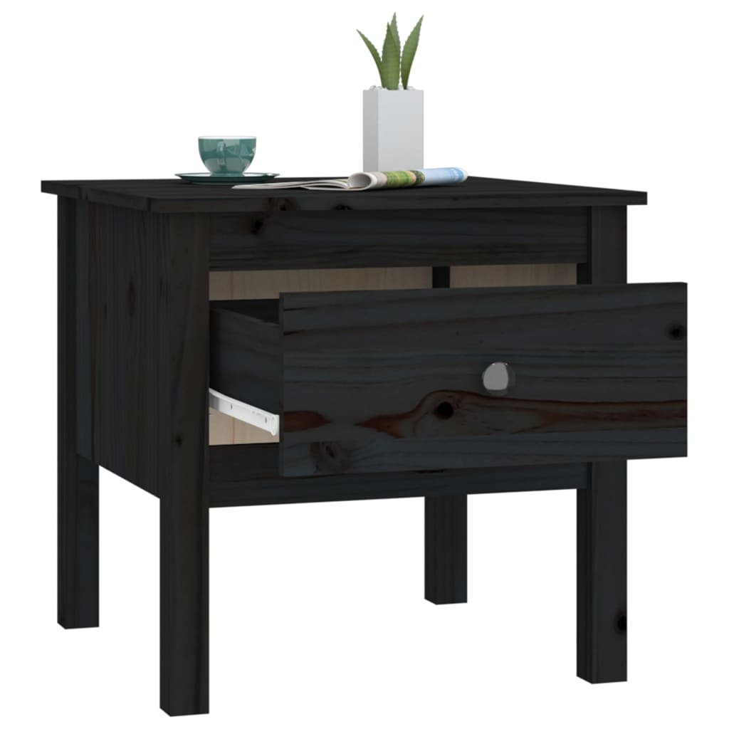 vidaXL Side Tables 2 pcs Black 50x50x49 cm Solid Wood Pine