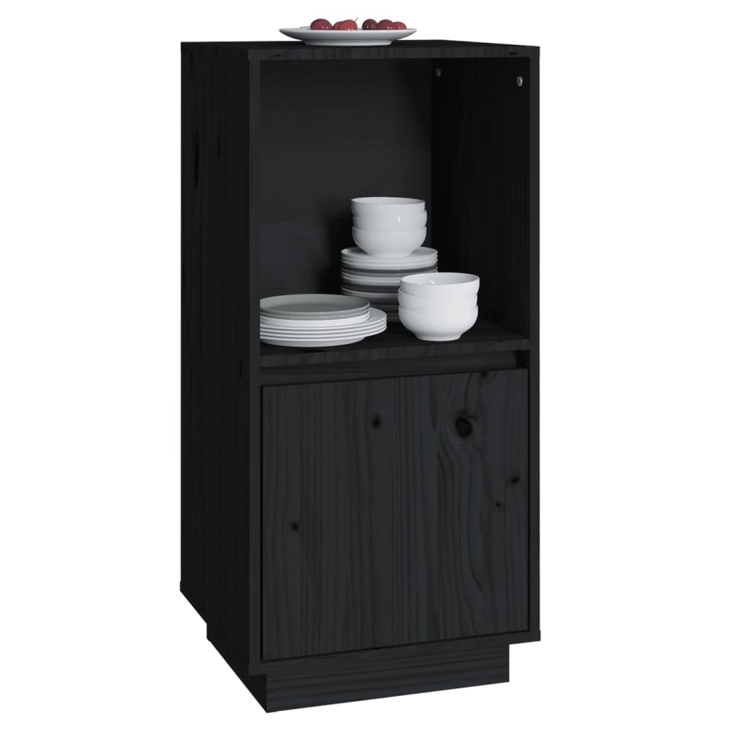 vidaXL Sideboard Black 38x35x80 cm Solid Wood Pine