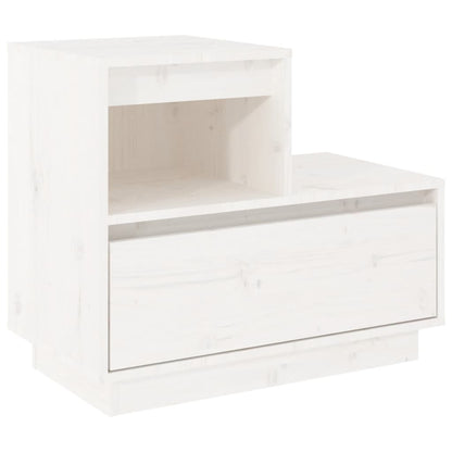 vidaXL Bedside Cabinet White 60x34x51 cm Solid Wood Pine