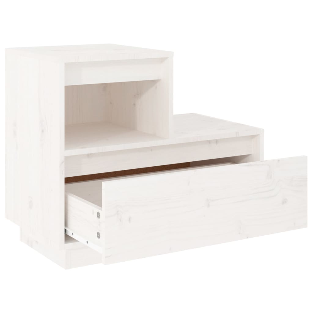 vidaXL Bedside Cabinet White 60x34x51 cm Solid Wood Pine