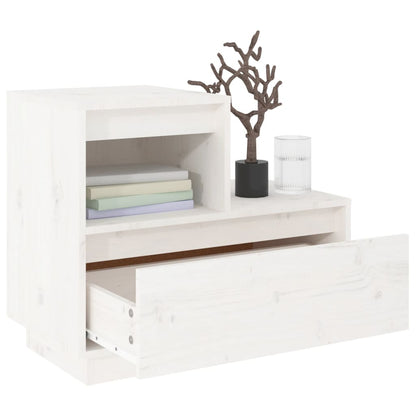 vidaXL Bedside Cabinet White 60x34x51 cm Solid Wood Pine