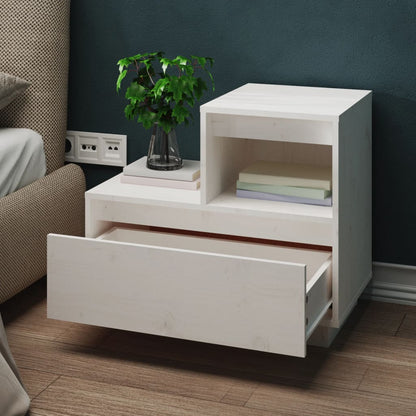 vidaXL Bedside Cabinet White 60x34x51 cm Solid Wood Pine