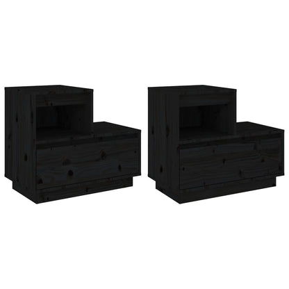 vidaXL Bedside Cabinets 2 pcs Black 60x34x51 cm Solid Wood Pine