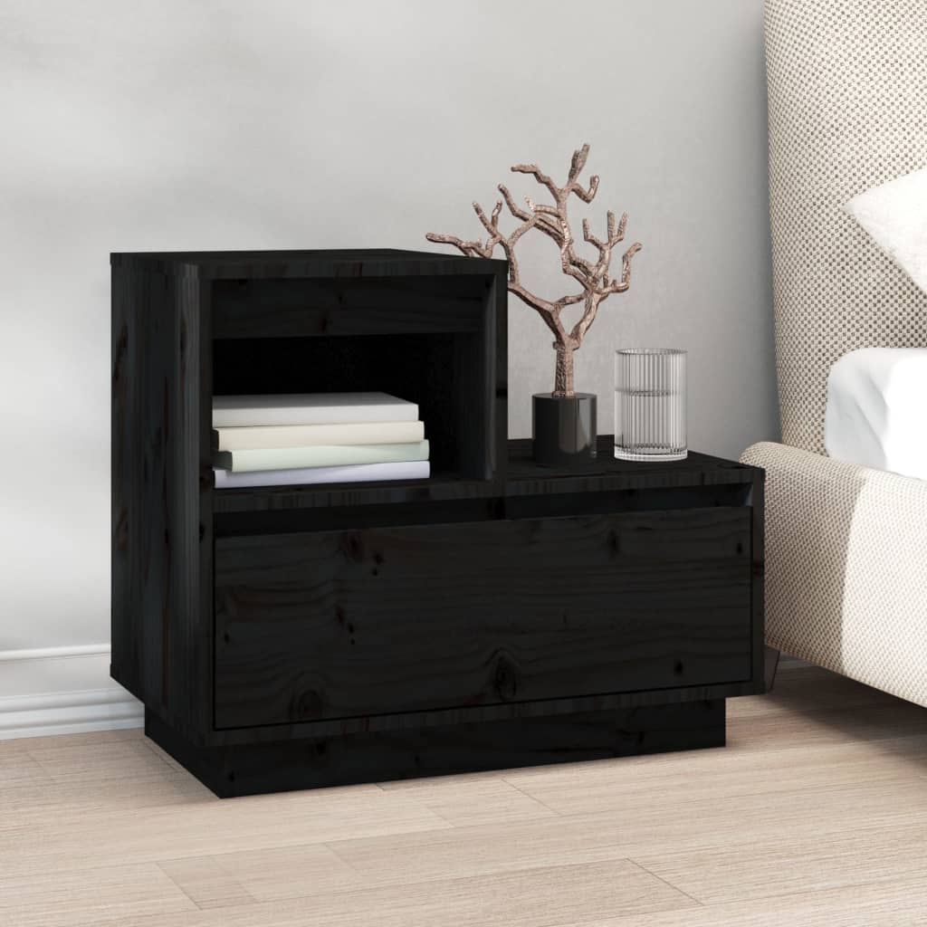 vidaXL Bedside Cabinets 2 pcs Black 60x34x51 cm Solid Wood Pine