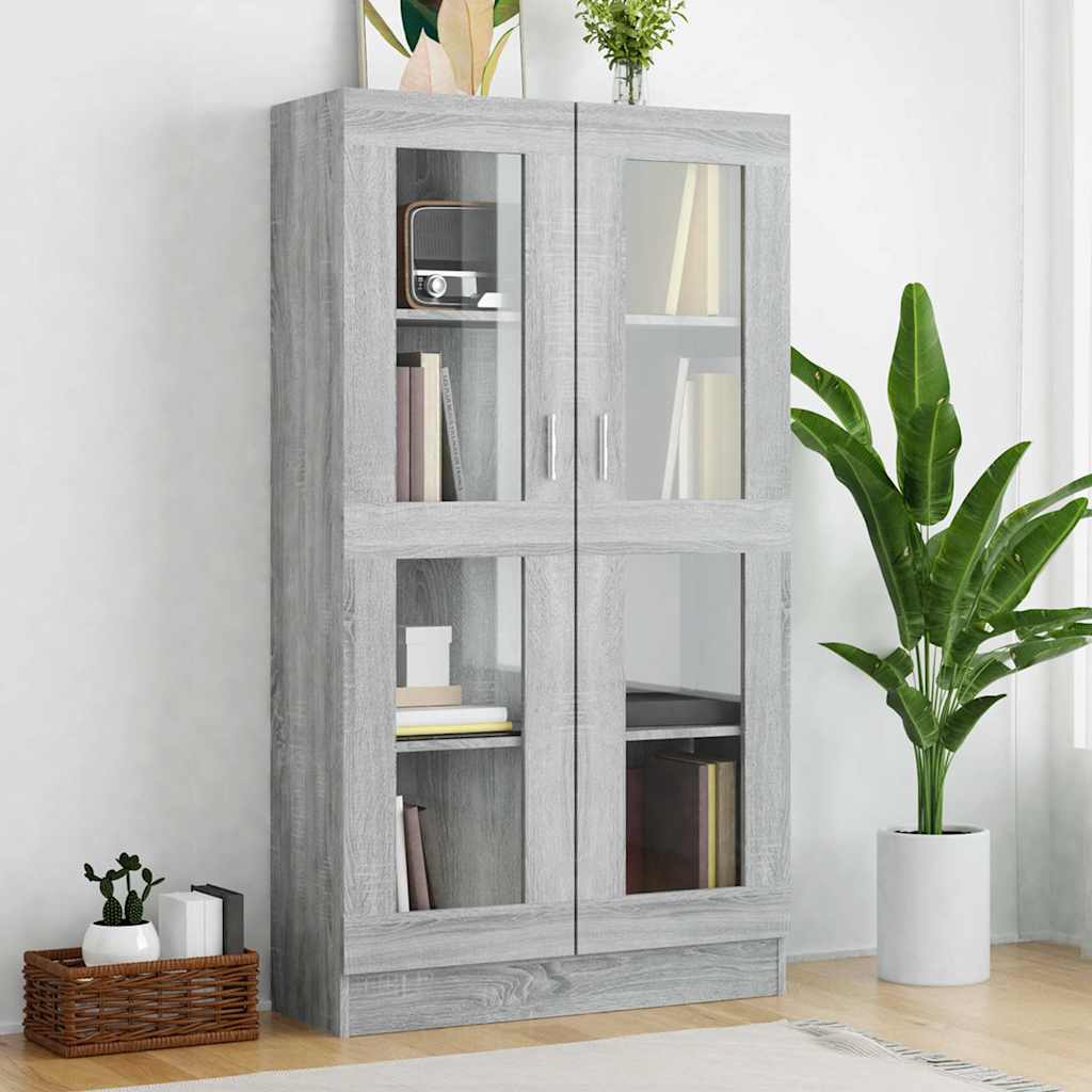Vitrine Cabinet 82.5x30.5x150 cm Engineered Wood Grey sonoma