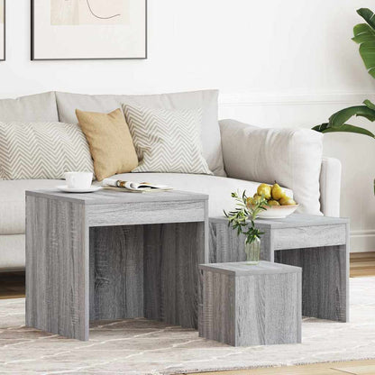 Nesting Tables 3 pcs Engineered Wood Grey sonoma
