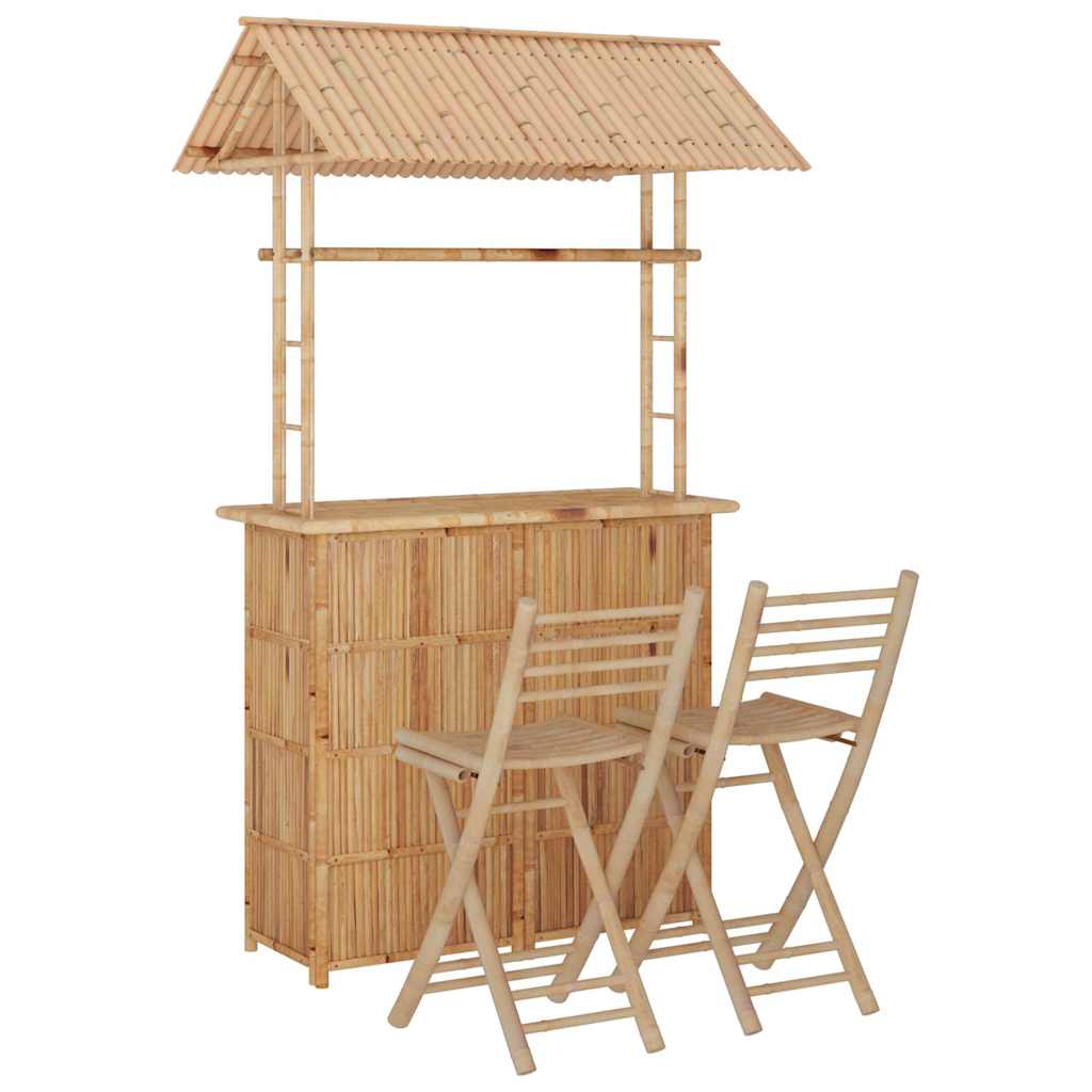 vidaXL 3 Piece Bar Set Bamboo 2