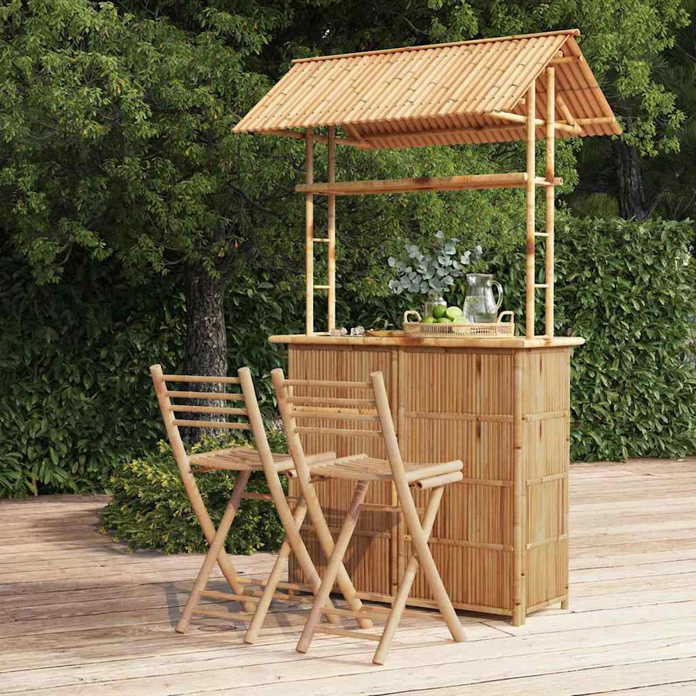 vidaXL 3 Piece Bar Set Bamboo