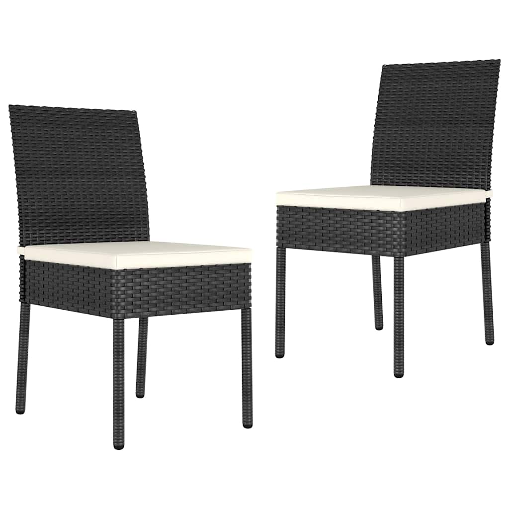 5 Piece Outdoor Dining Set with Cushions Poly Rattan Black 70 cm table length 2