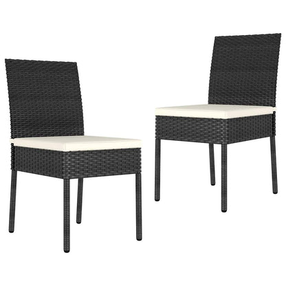 5 Piece Outdoor Dining Set with Cushions Poly Rattan Black 70 cm table length 2