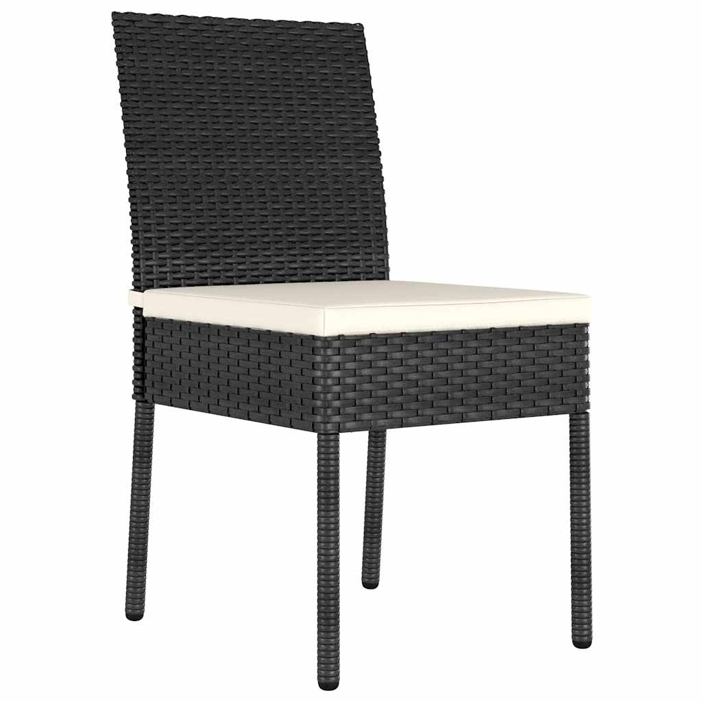 5 Piece Outdoor Dining Set with Cushions Poly Rattan Black 70 cm table length 2