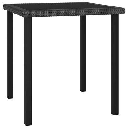 5 Piece Outdoor Dining Set with Cushions Poly Rattan Black 70 cm table length 2
