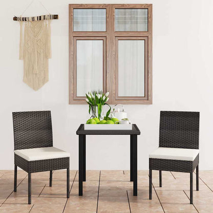5 Piece Outdoor Dining Set with Cushions Poly Rattan Black 70 cm table length 2