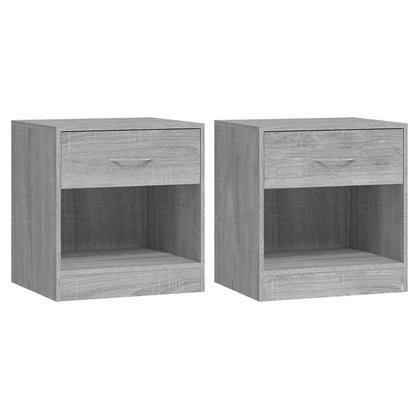 vidaXL Bedside Cabinets 2 pcs with Drawer Grey Sonoma