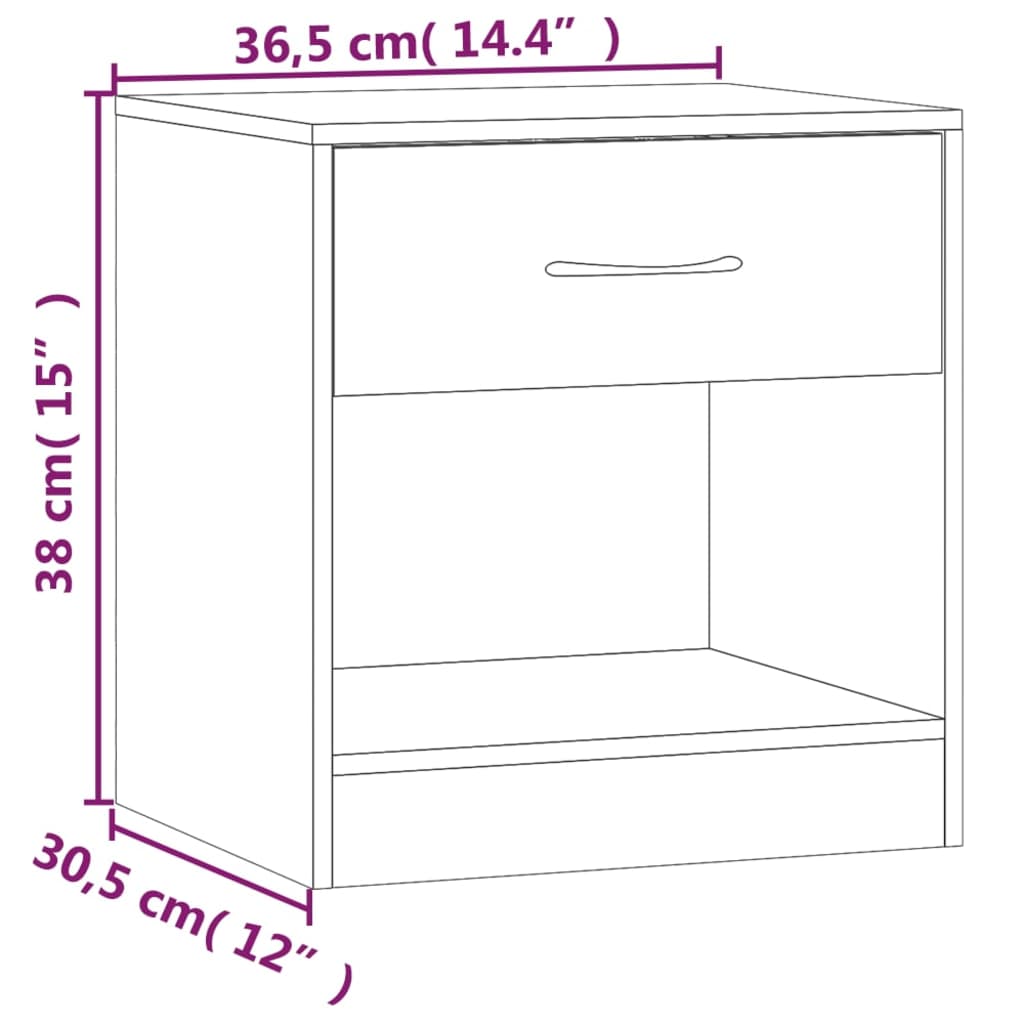 vidaXL Bedside Cabinets 2 pcs with Drawer Grey Sonoma