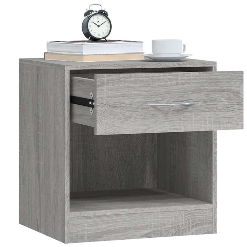 vidaXL Bedside Cabinets 2 pcs with Drawer Grey Sonoma