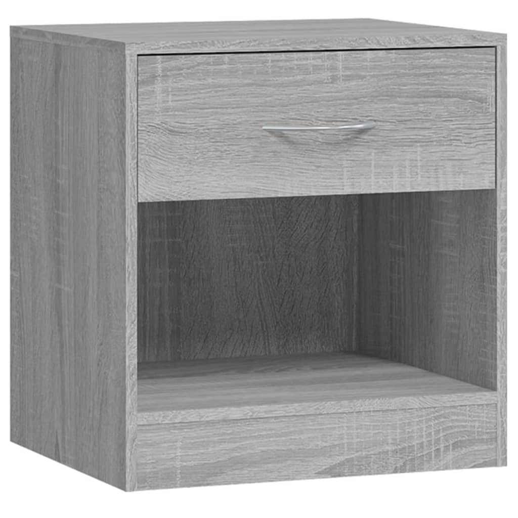 vidaXL Bedside Cabinets 2 pcs with Drawer Grey Sonoma