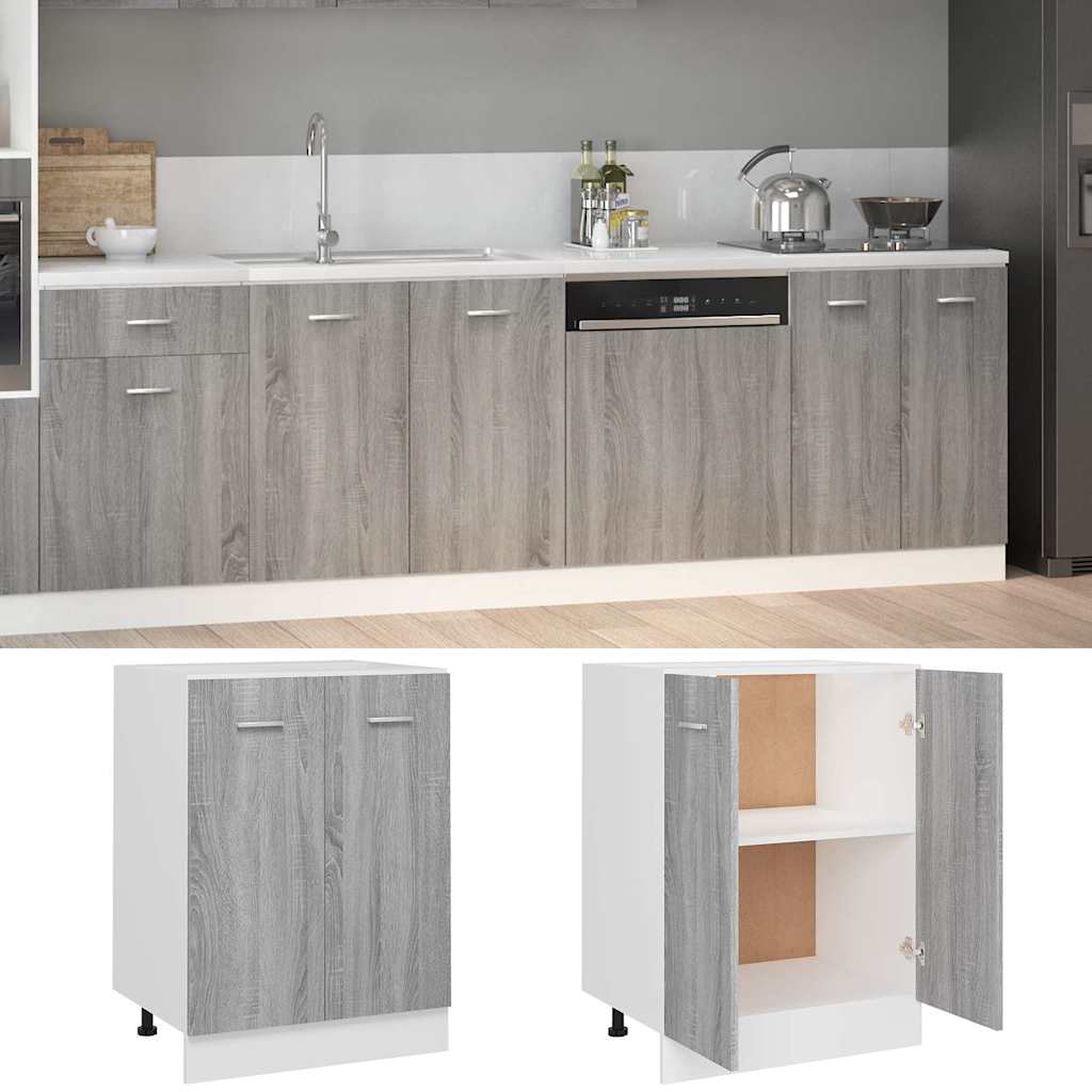 Kitchen Base Cabinet "Lyon" Engineered Wood Grey Sonoma 1x bottom cabinet (2 doors) 60 cm