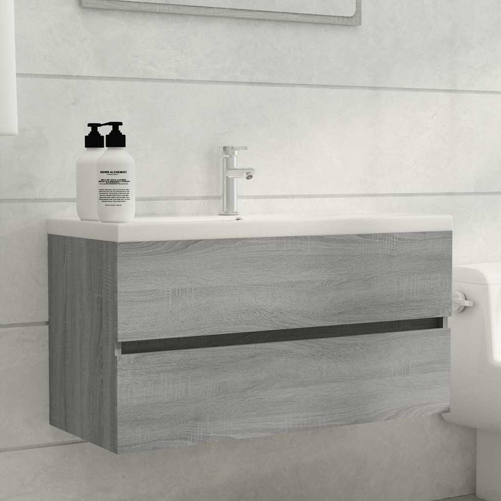Sink Cabinet 90x38.5x45 cm Engineered Wood Grey sonoma
