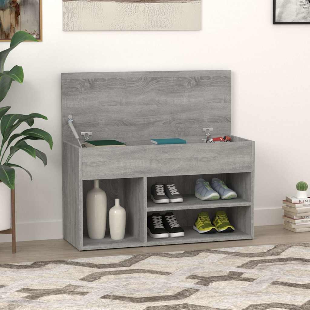 Shoe Bench Engineered Wood Grey sonoma 80 x 30 x 45 cm