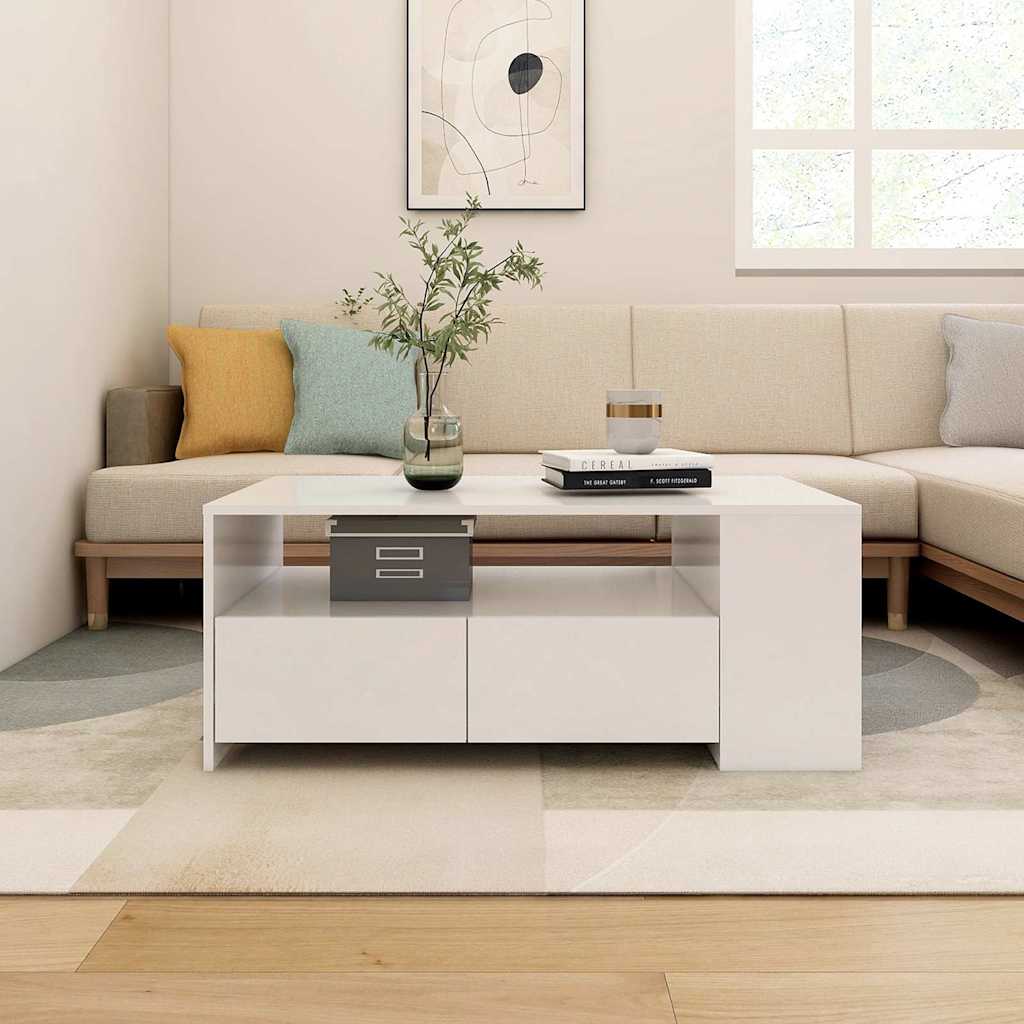 Coffee Table 102x55x42 cm Engineered Wood White
