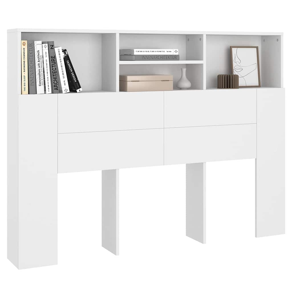 Headboard Cabinet 140x19x103.5 cm White