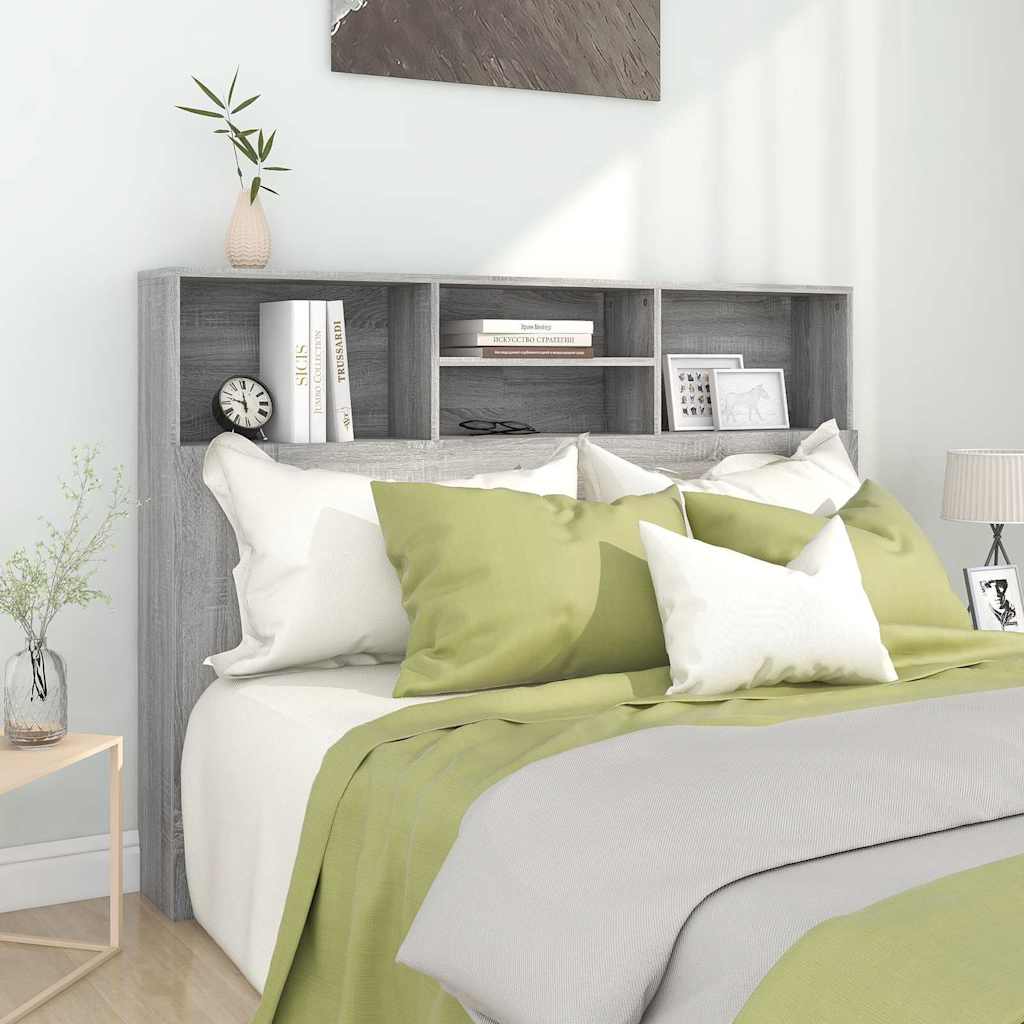 Headboard Cabinet 140x19x103.5 cm Grey sonoma
