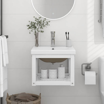 vidaXL Bathroom Washbasin Frame with Built-in Basin Iron