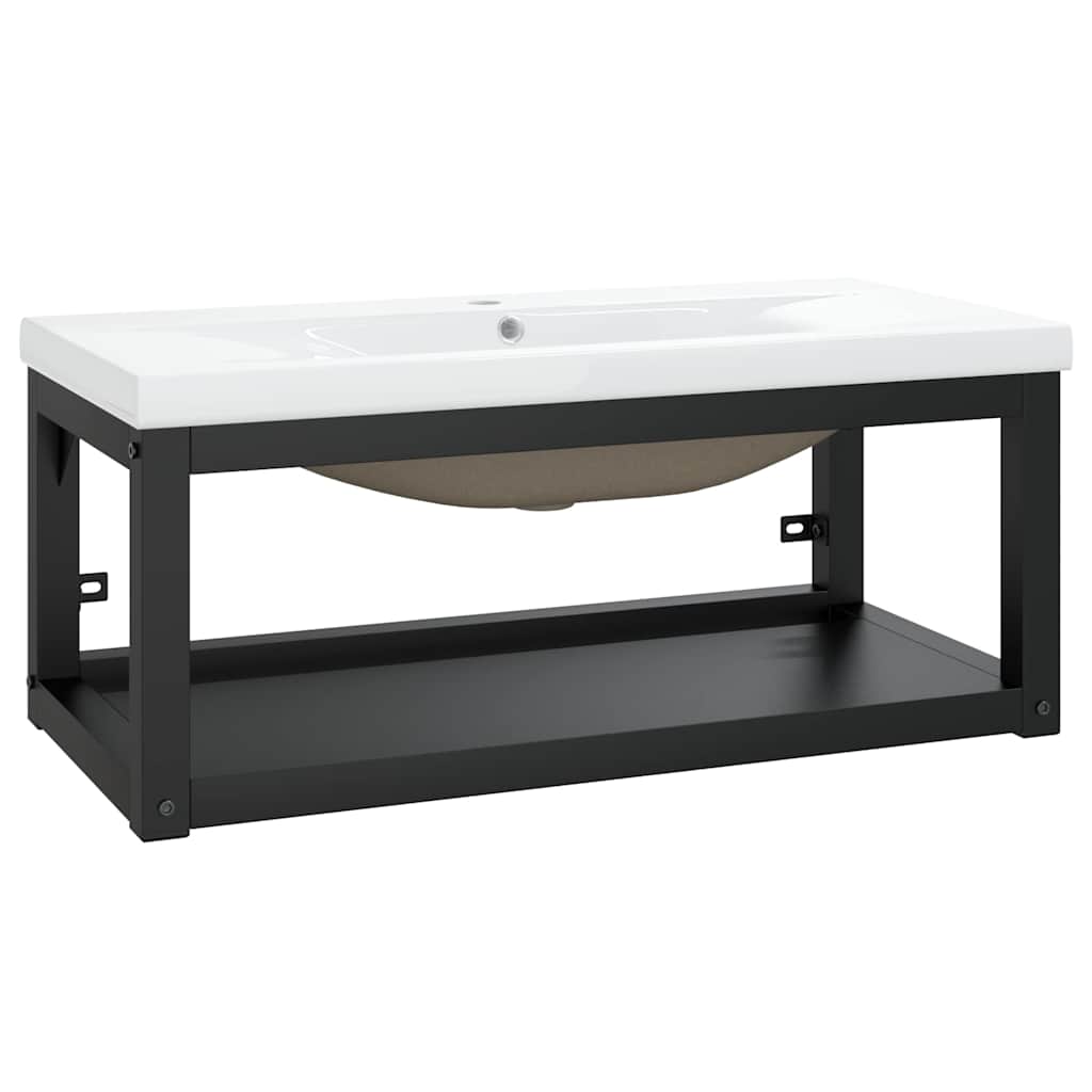 Bathroom Washbasin Frame with Built-in Basin Iron 79 x 38 x 31 cm