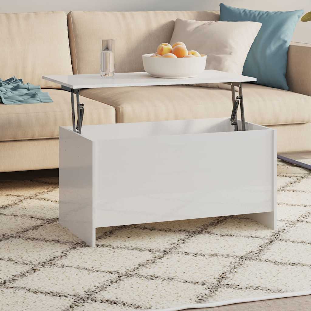 Coffee Table 80x55,5x41,5 cm Engineered Wood High gloss white 102 cm 52.5 cm