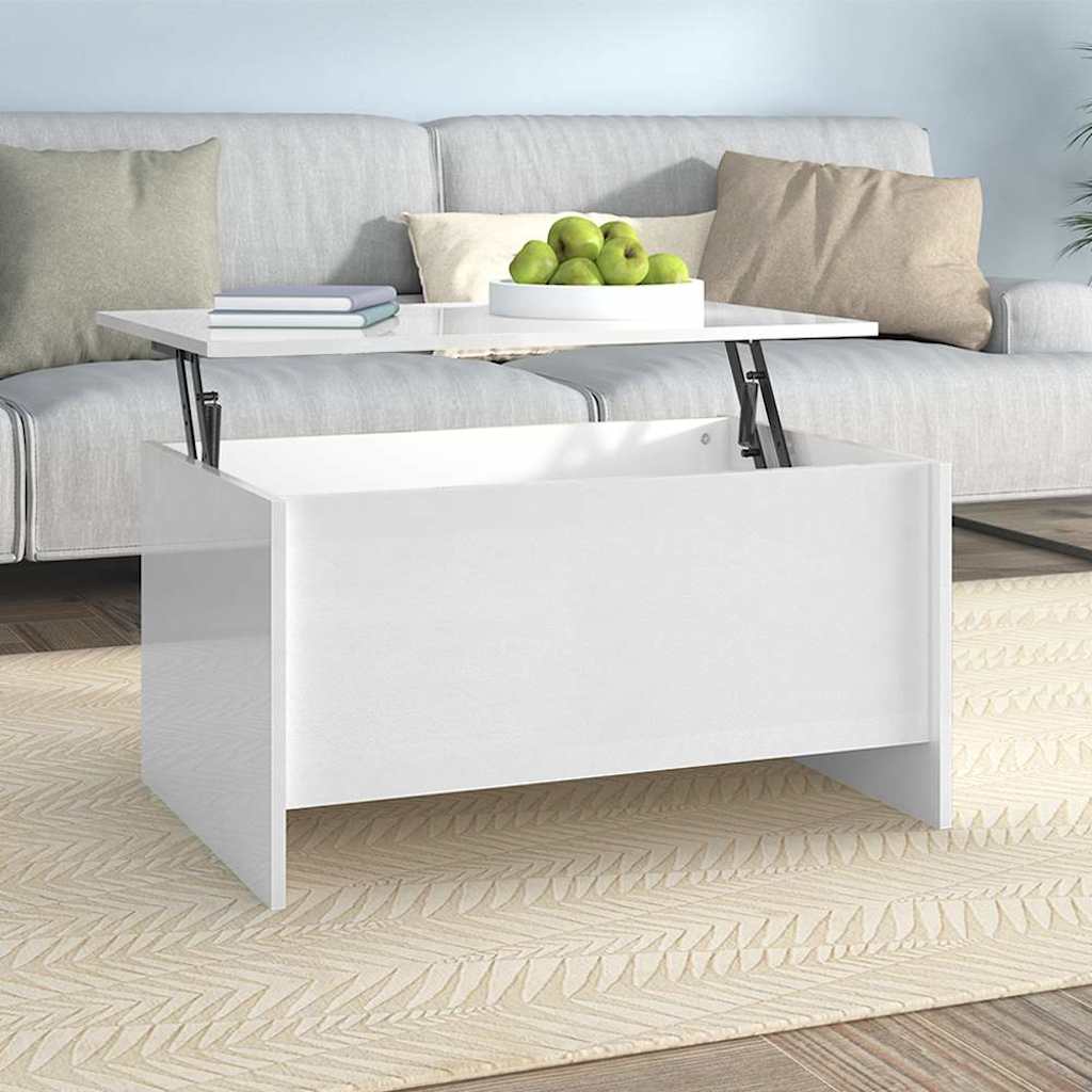 Coffee Table 80x55,5x41,5 cm Engineered Wood High gloss white 80 cm 41.5 cm