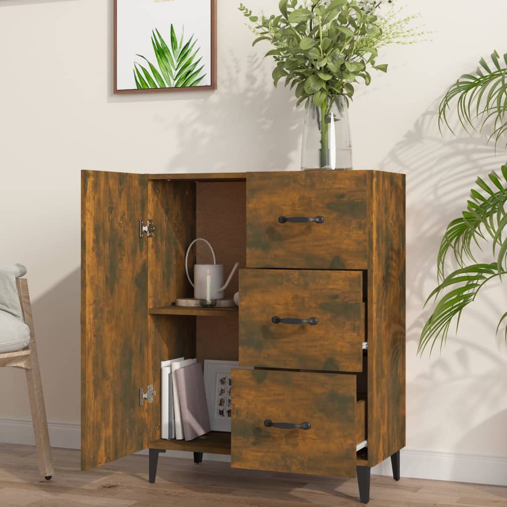 vidaXL Sideboard Smoked Oak 69.5x34x90 cm Engineered Wood