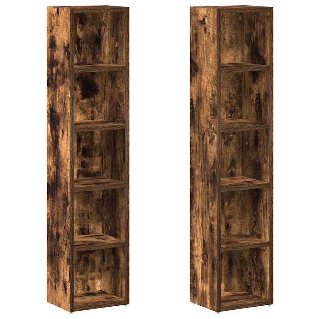 CD Cabinets 2 pcs 21x16x93,5 cm Engineered Wood Smoked oak