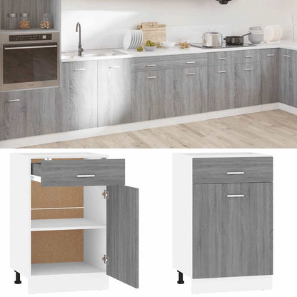 Kitchen Base Cabinet "Lyon" Engineered Wood Grey Sonoma 1x bottom cabinet (1 door 1 drawer) 50 cm